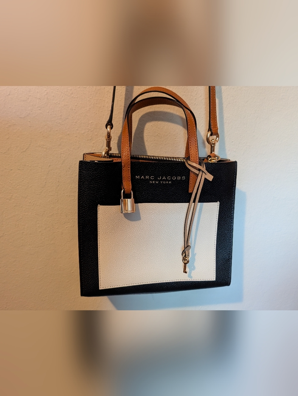 Marc Jacobs Mini Smoked Almond Tan/Brown/Cream/Black With Gold Hardware